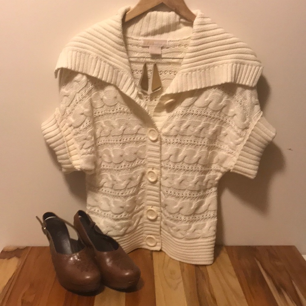 Michael Kors Cream SS Cable Knit Sweater